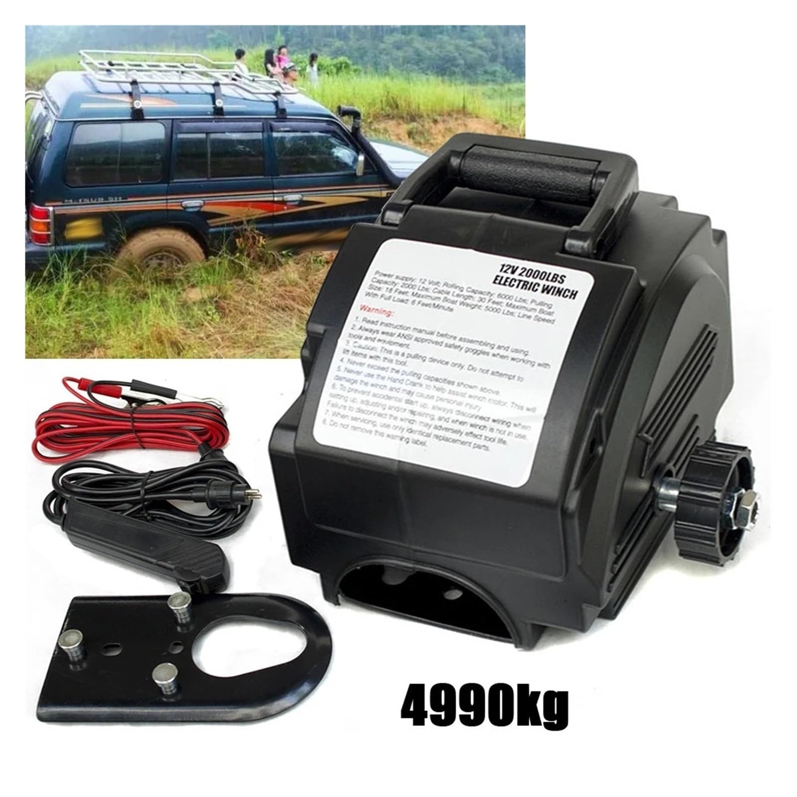Wciągarka Elektryczna 12 V DC Mocna Linowa, Tryby Sterowania Przewodowego/ręcznego Holowanie, Z Pilotem Na Koło Pasowe Łodzi Wciągnik elektryczny Elektryczna Wciągarka