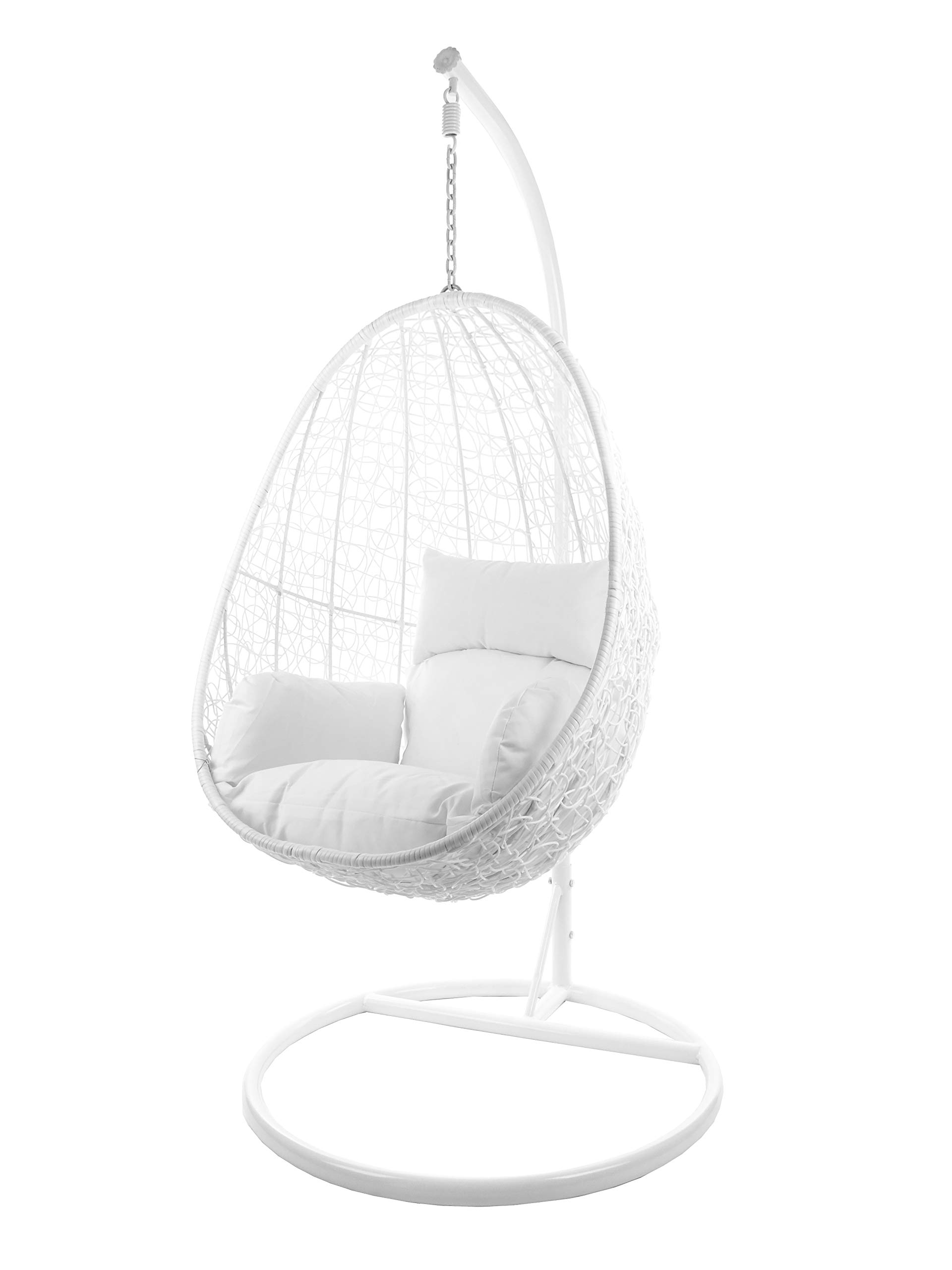 Kideo Set completo: poltrona sospesa con struttura e cuscino, mobili lounge, completamente bianco (colore cuscino: bianco)