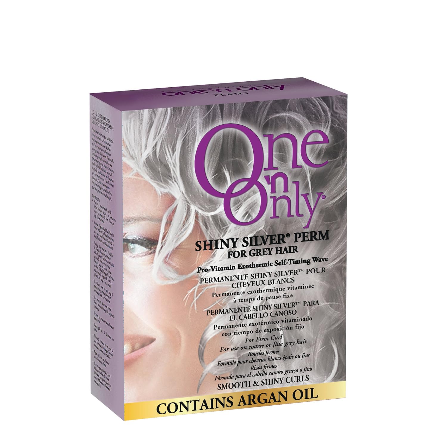 One 'n Only Shiny Silver Perm Kit - Self Heating Home Perms for Women with Argan Oil - Hair Treatment for Soft, Manageable Curls with Gray Hair (1 Box)
