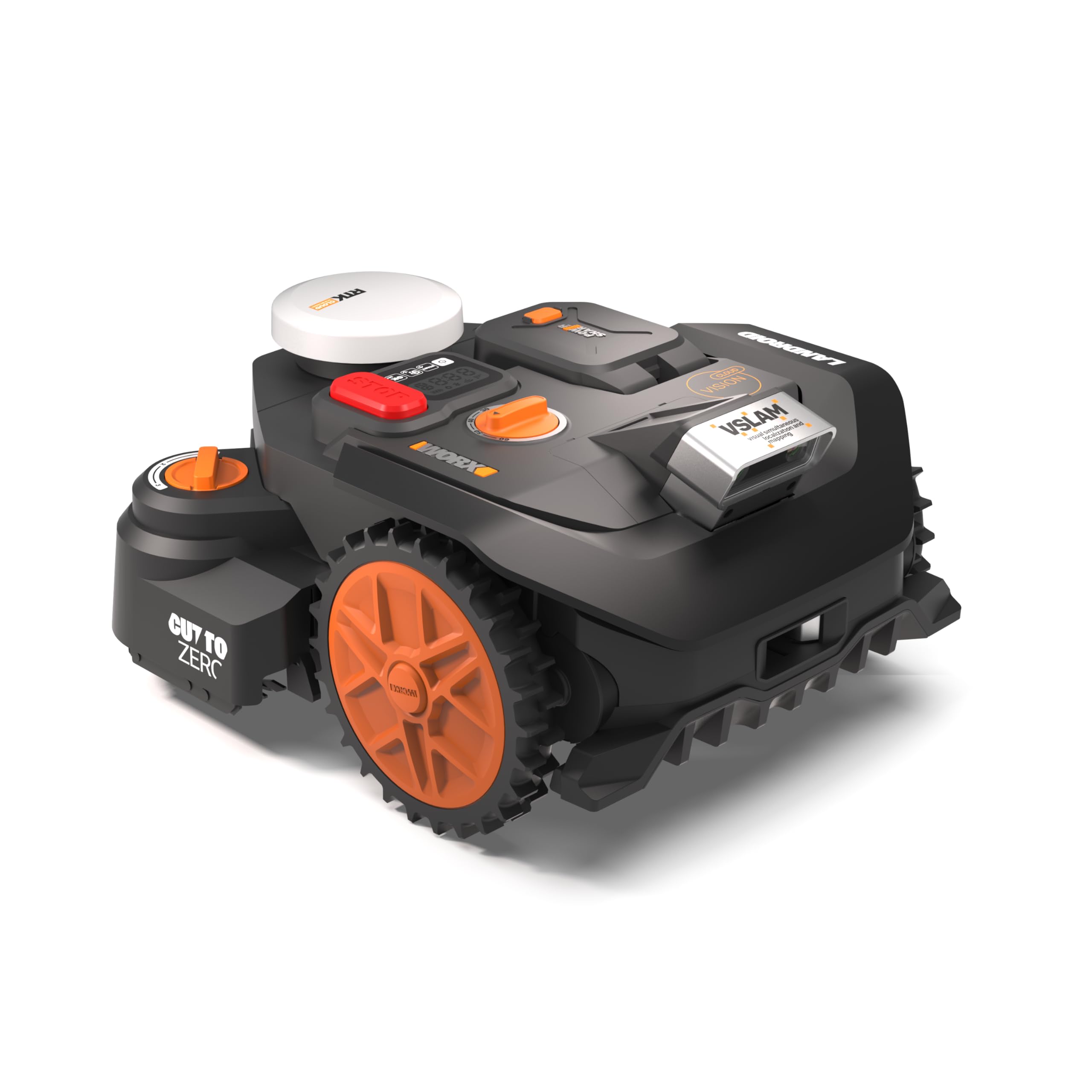 WORX Vision Cloud 2WD WR306E Robot Tondeuse 600 m² sans Fil périphérique + Garage (évitement d'obstacles par IA, Navigation VSLAM + RTK, cartographie Auto, contrôle Via Application, Cut-to-Zero)