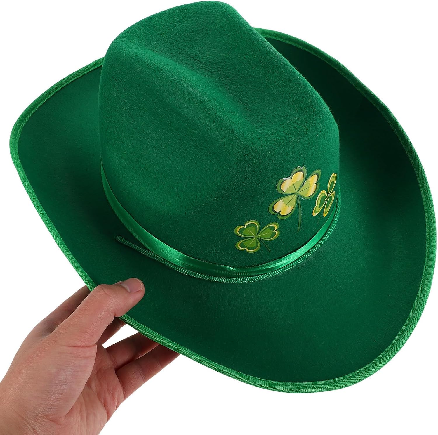 St Patricks Day Shamrock Western Cowboy Hat in Green for Women and Men, Adjustable Fit, Comfortable and Breathable Nonwoven Material, for St Patricks Day Celebrations