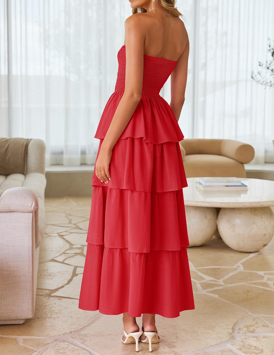 ZESICA Womens 2026 Summer Boho Strapless Maxi Dresses image 5