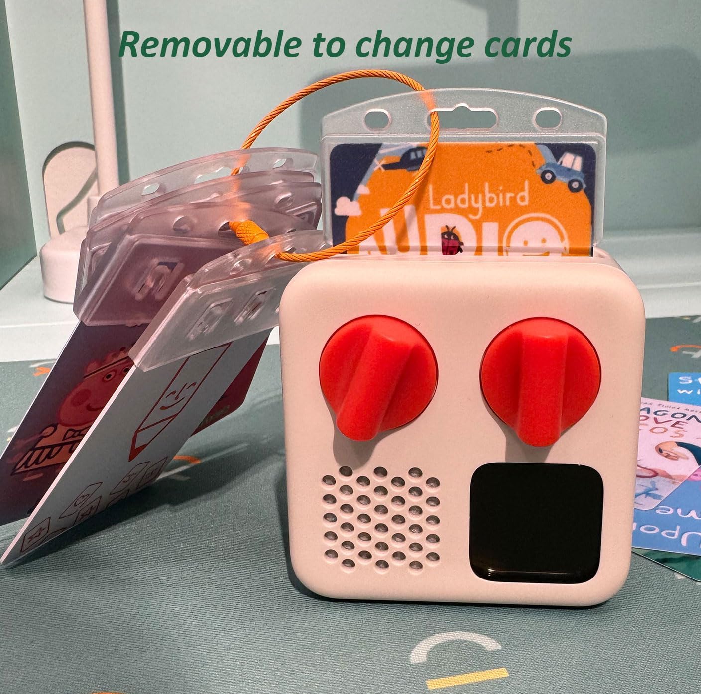 40 Pack Half Card Badge Holder for Yoto Cards 12 Ring Loops Removable Card Holder with Grippers Kids Travel Carrier Heavy Duty Card Organizer Storage