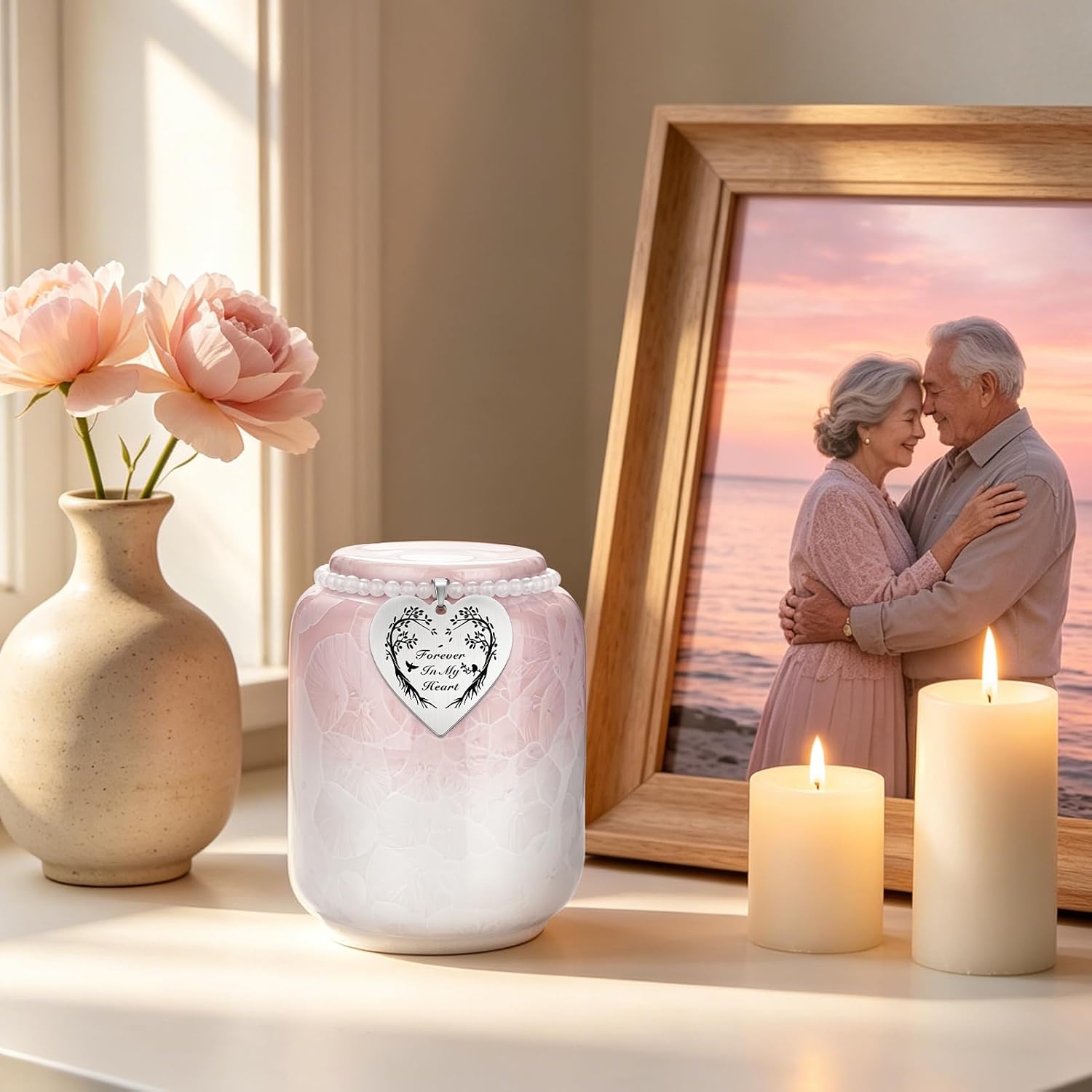 4.17 Inches Small Cremation Urns for Human Ashes Ceramic Handcrafted Human Urns for Ashes for Women Decorative Memorial Keepsake Urn for Sharing Ashes