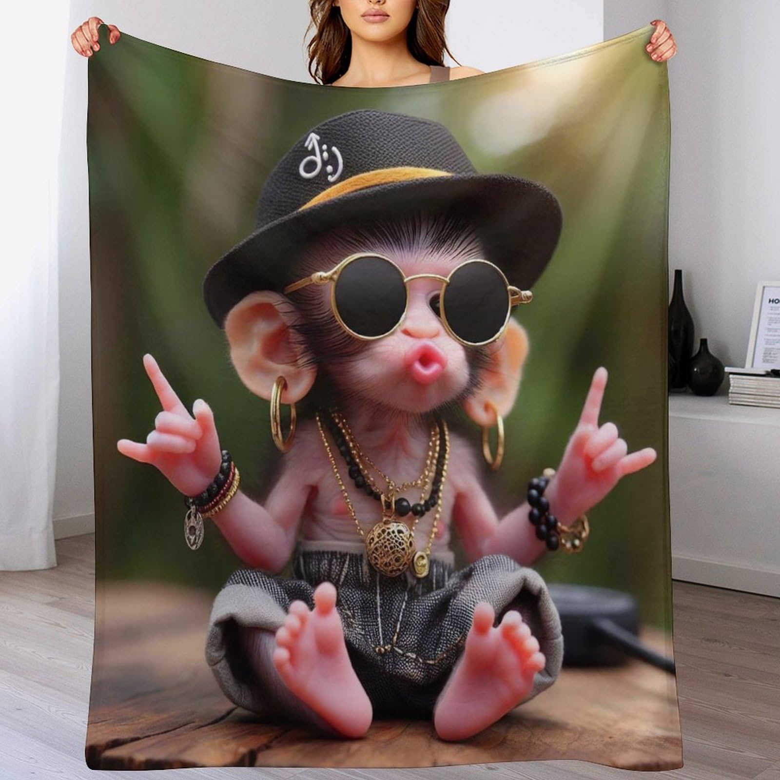 Couverture singe 3D pour vos soirées cocooning sur le canapé