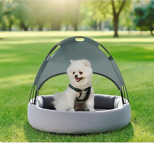 Miniatura 2 de Hassyee Cama elevada para mascotas de estilo portátil con toldo superior, para interiores y exteriores, con bolsa de viaje para un almacenamiento