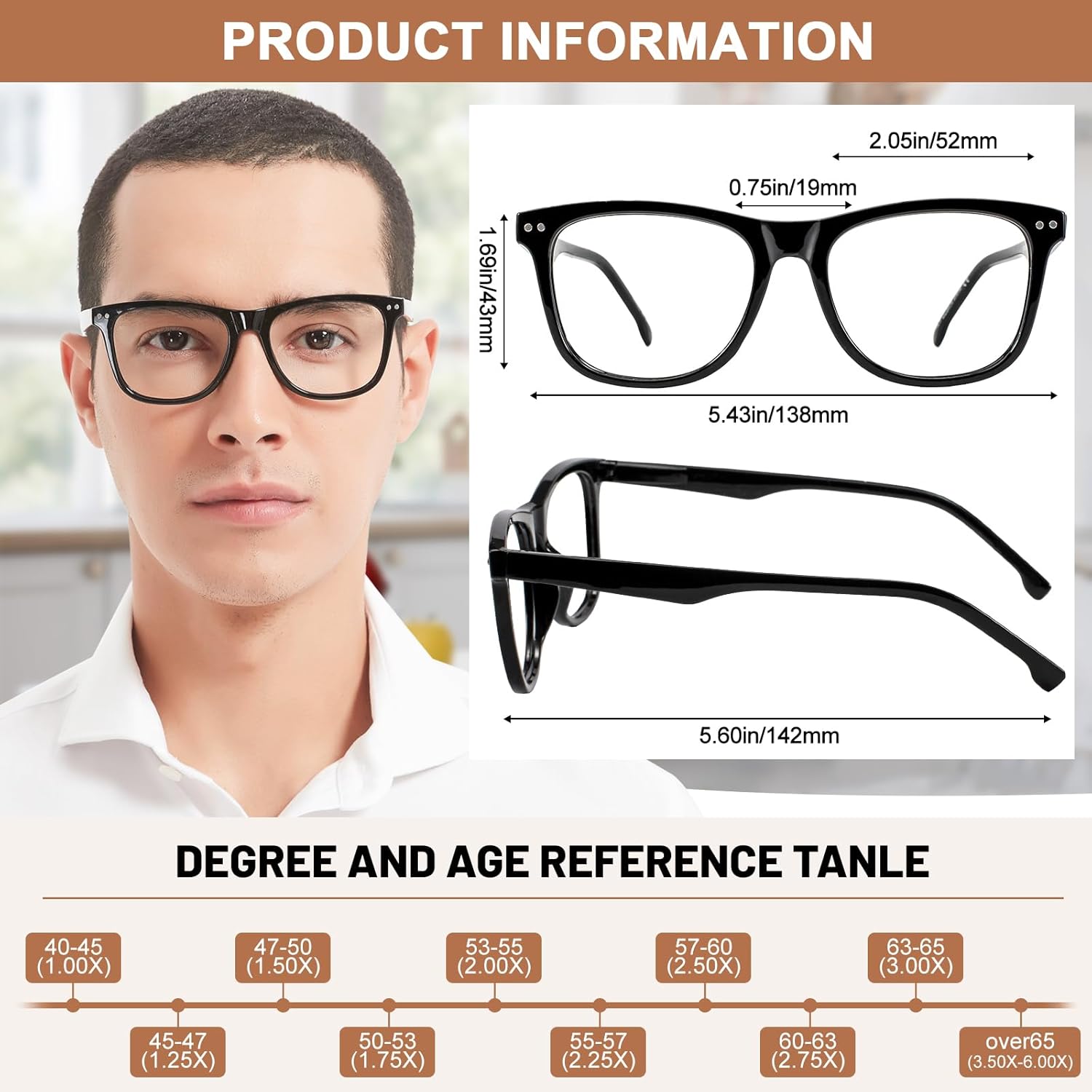 AEZUNI Large Reading Glasses for Men 3 Pairs Spring Hinge Readers 1.0 1.5 2.0 2.5 3.0 3.5 4.0 5.0 6.0