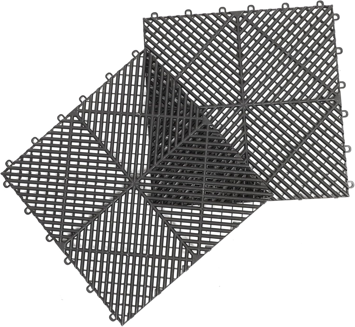 KICHOUSE 2pcs Interlocking Drainage Mats for Car Shower Pool Non-Slip Bathroom Tile Floor Mats Drainage