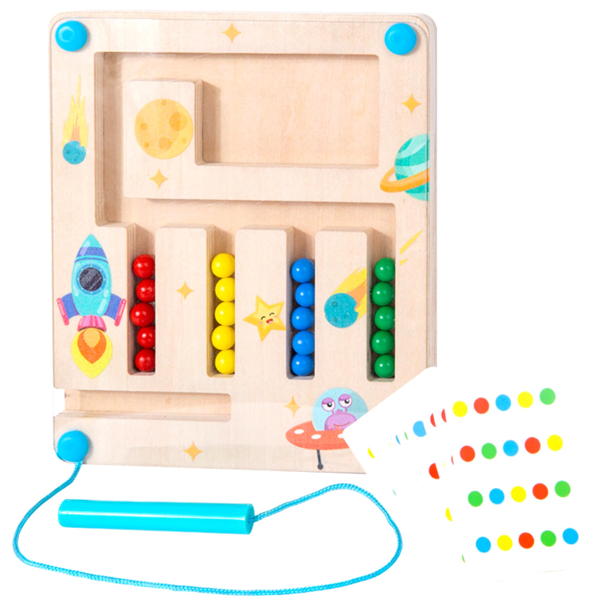 BEACENOV Montessori Magnetic Wooden Toys for Toddler 3 4 5 Year Old Colour Matching Puzzle Game,Preschool Educational Learning Toy,Magnetic Color Maze Game Gift for Toddler Boys Girls Age 3-5