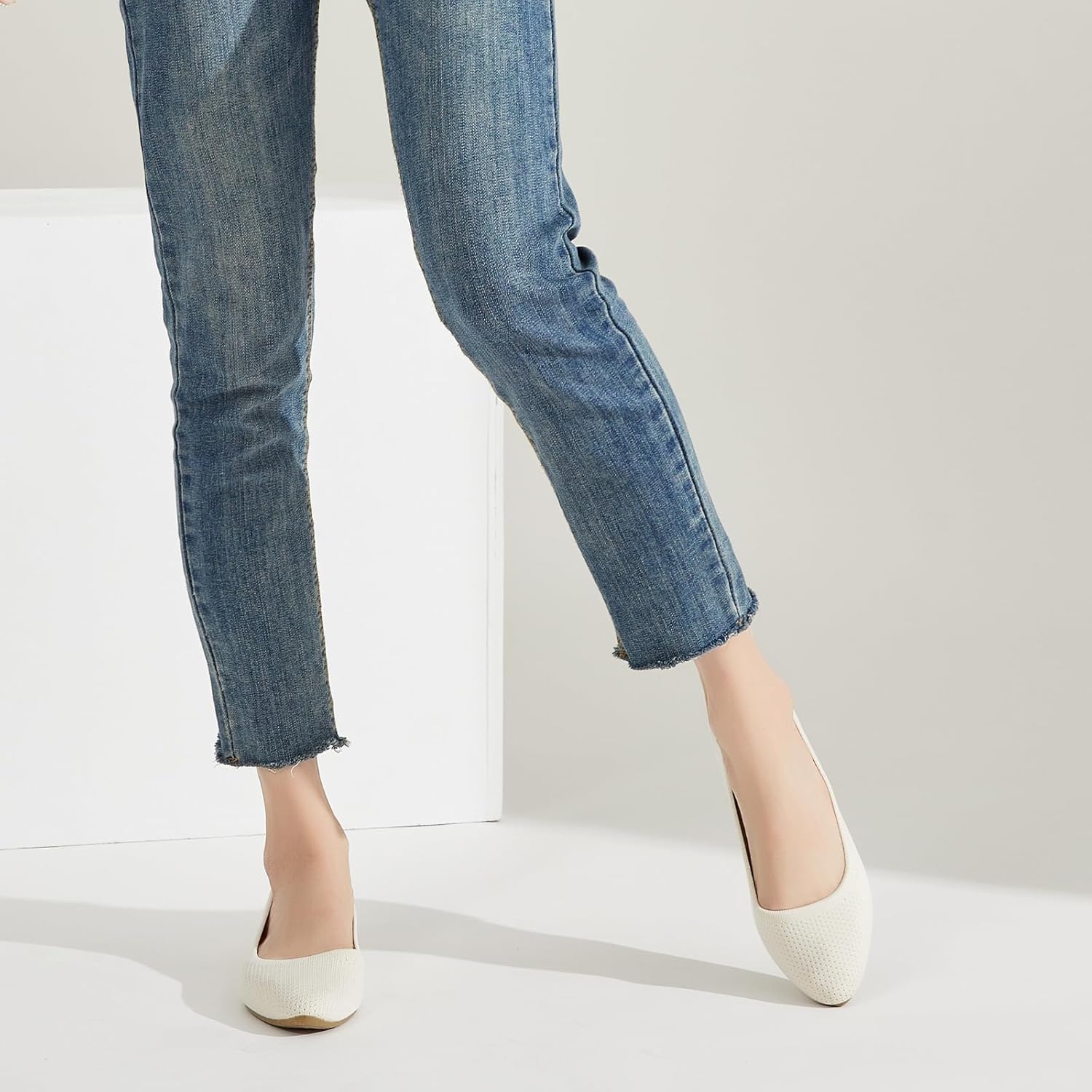 BABUDOG Women's Mesh Flats Shoes Pointed-Toe Dress Shoes for Women Black Flats Comfortable Memory Foam Flats - Image 3