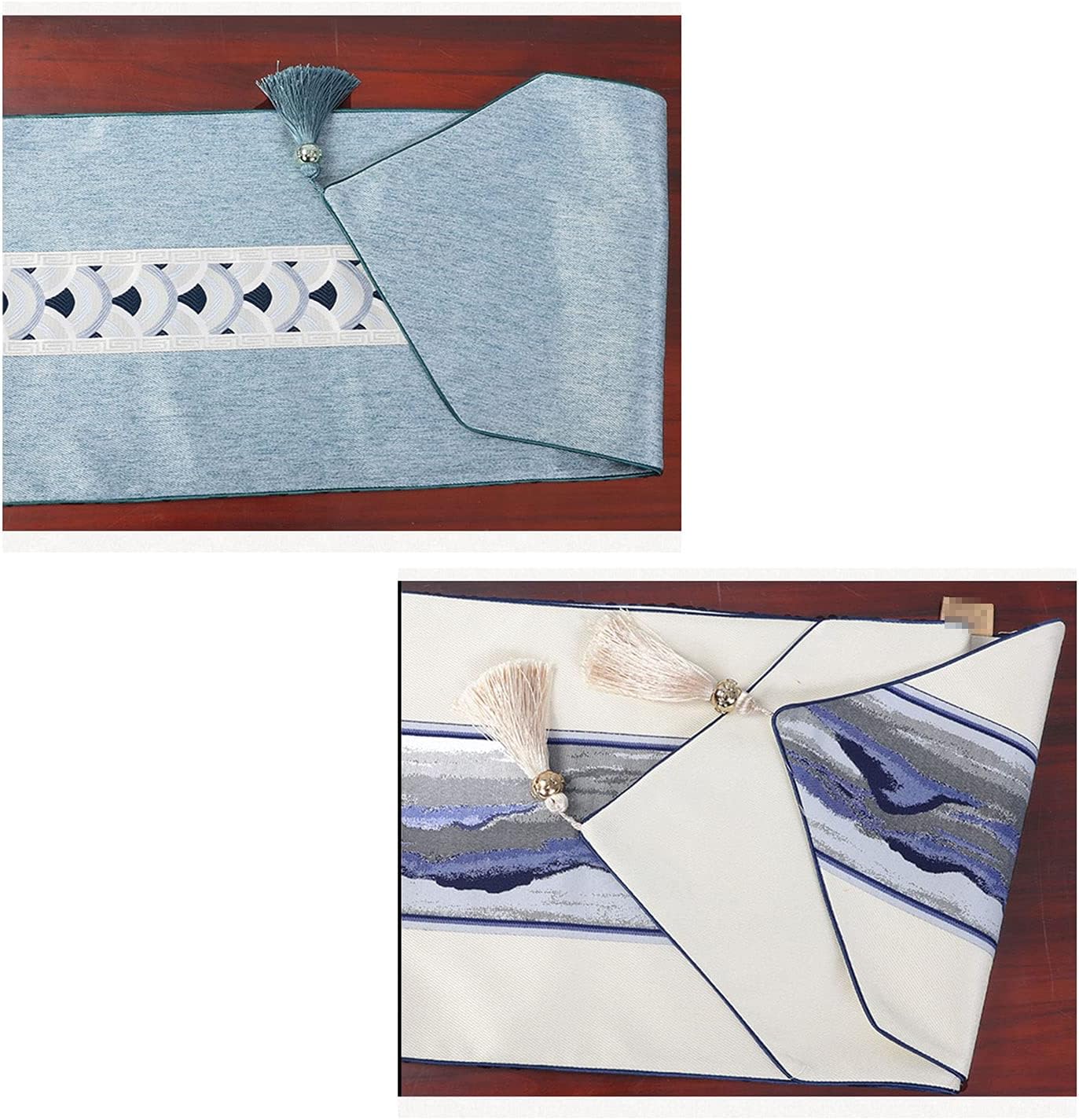 Multi-Size Jacquard Flower Fringe Table Runner for Diner Desk Dresser Sideboard Dining Room Decor (E 33 * 150cm)