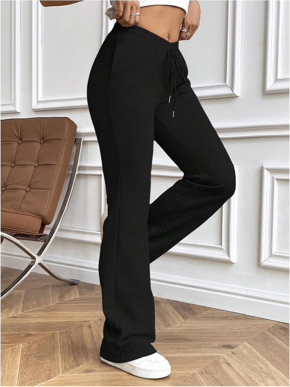 Women's High Waisted Crossover Flare Leg Sweatpants Baggy Drawstring Athletic Joggers Casual Workout Yoga Pants - Image 4