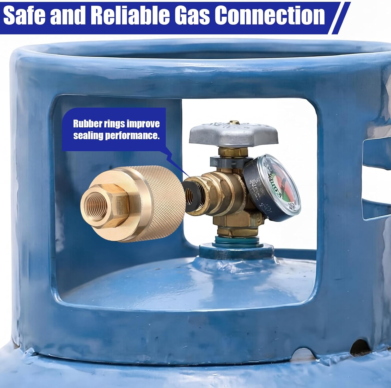 4 Pack RE7141F Forklift Connector Female – Propane Tank Connector Brass LPG Quick Connect Fitting Adapter Valve –1-1/4 Inch Inlet X 1/4 Inch NPT Outlet with 8 Rubber O Rings