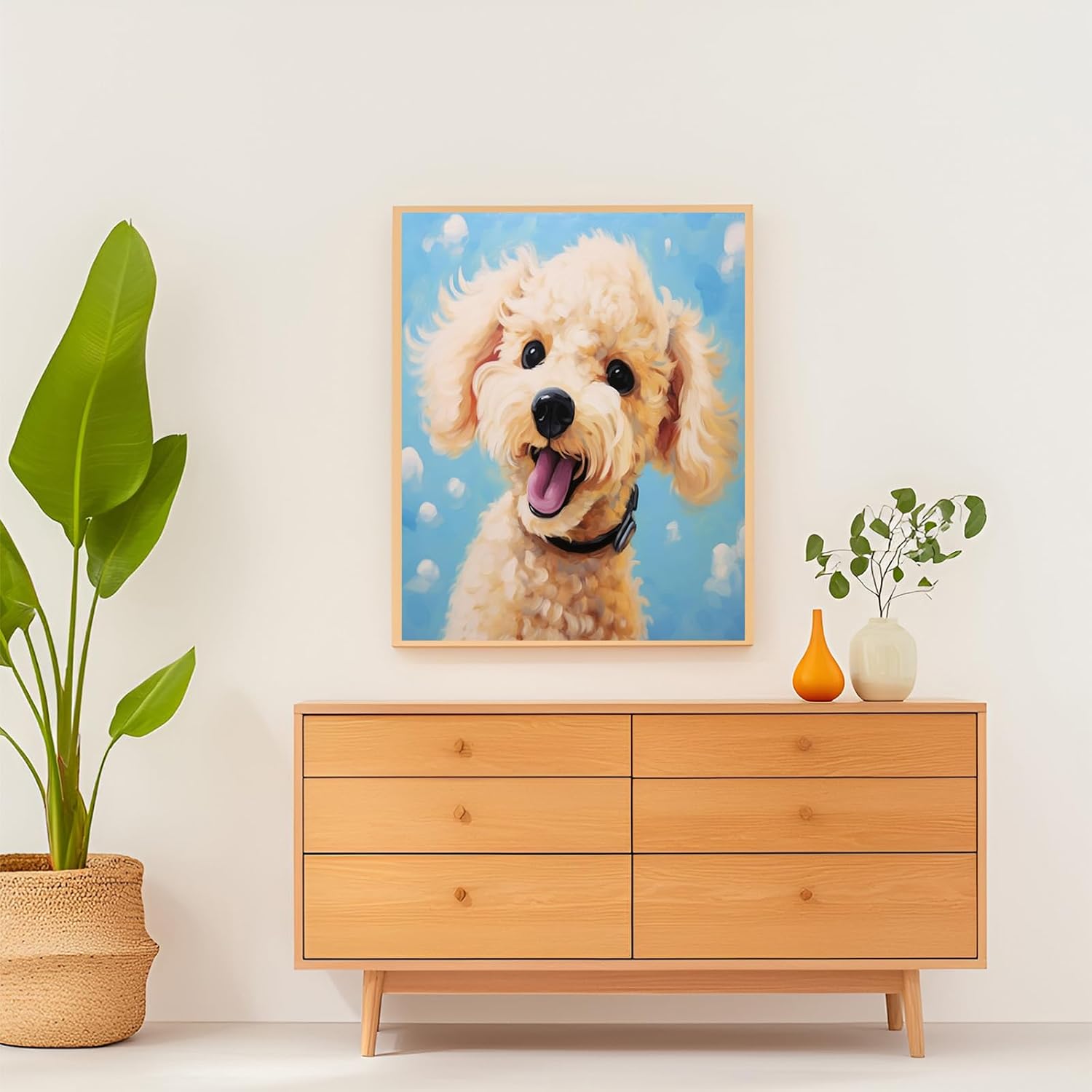 OKSGYTA Oil Hand Painting Puppy DIY Paint by Numbers, Cute and Cute Poodle, Cute Dog Painting on Canvas for Adults Beginner, 40x50cm, Without Frame image 3