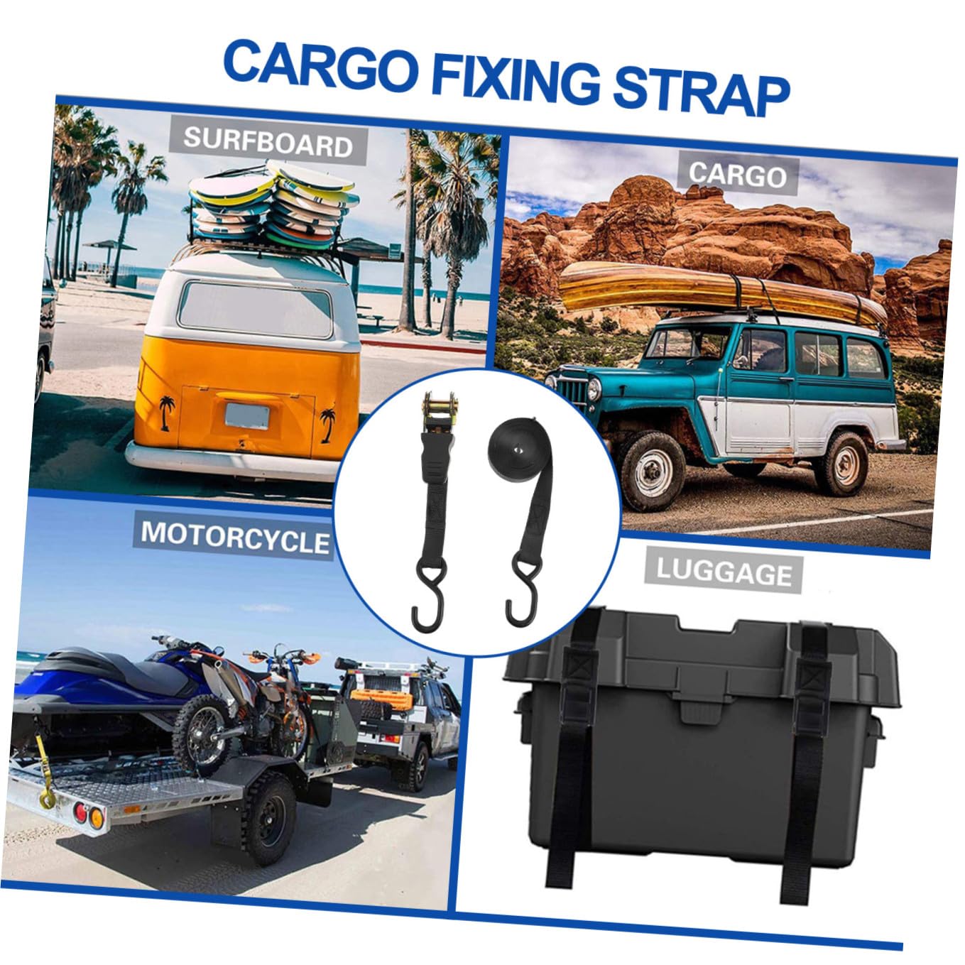2sets Cinghie Di Fissaggio Per Auto e Da Cinghie Per Carico Leggere e Resistente Materiale Ottimale Per Uso Versatile