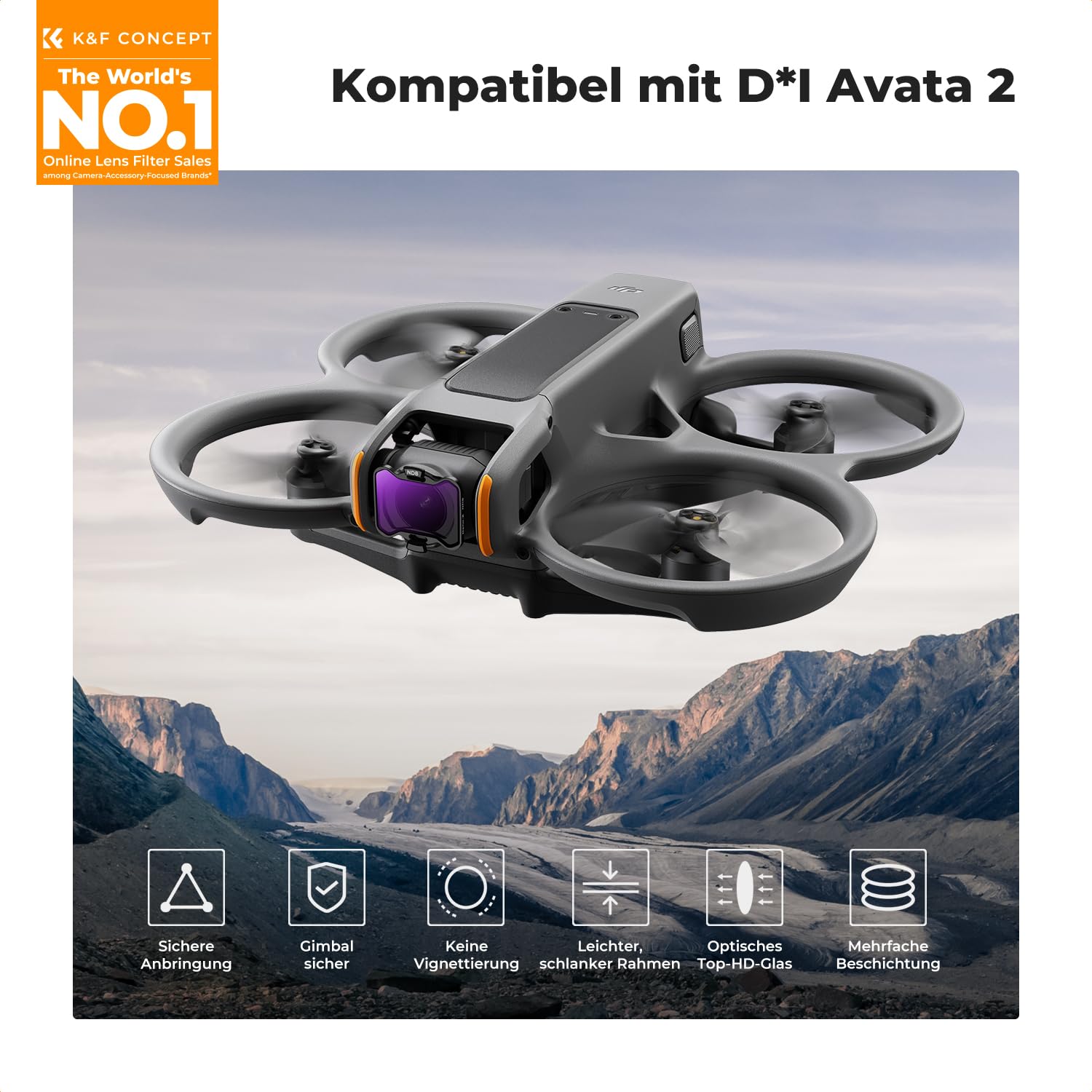 K&F CONCEPT Avata 2 ND Filter Set, ND8 ND16 ND32 ND64 Filter 4 Stück kompatibel mit DJI Avata 2