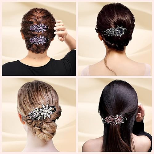 Miniatura 2 de Pinza para el cabello, 8 piezas de accesorios para el cabello con diamantes de imitación brillantes para mujer, pinzas decorativas de moda para