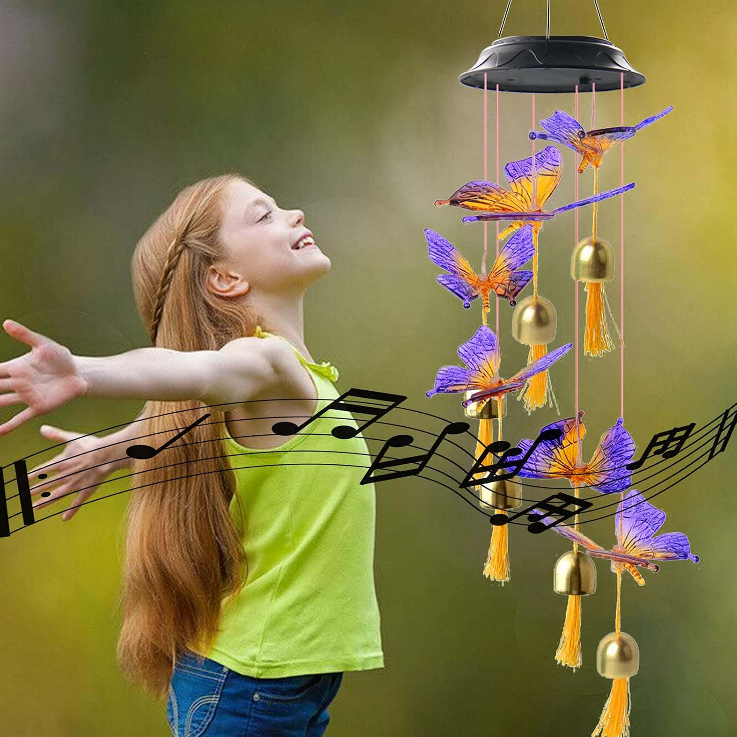Newest Solar Wind Chimes Changing Colors - Waterproof Solar Powered Butterfly Wind Chimes for Outside with 6 Bells, LED Solar Butterfly Lights, Housewarming Gift for Garden, Patio, Yard, Home Decor…