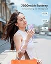 Gaiatop Mini Handheld Fan - 3 Speeds, 2000mAh USB Rechargeable Portable Fan with LED Lighted Makeup Mirror and Stand, Small Personal Fan Ideal for Outdoor Travel, Gifts for Women & Girls (Purple) gallery image