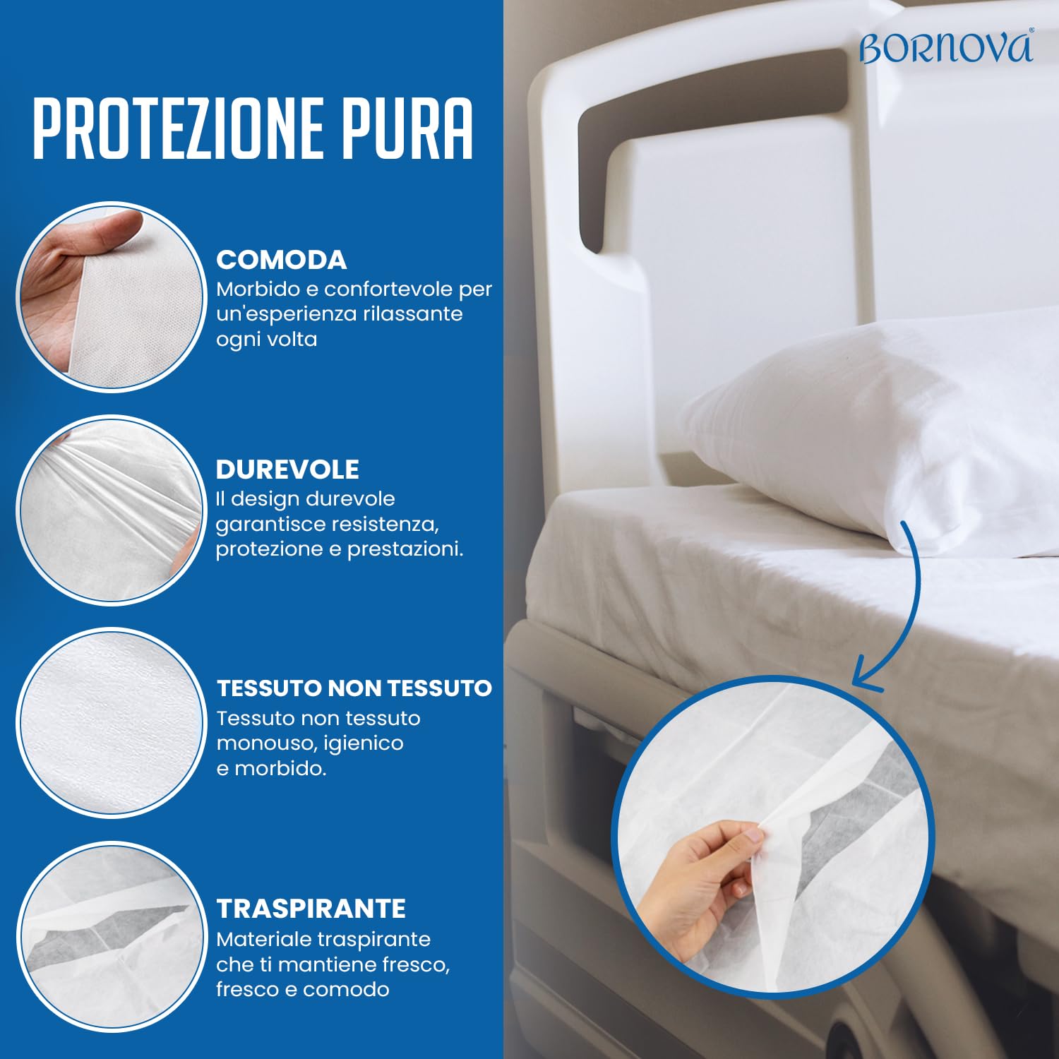Confezione da 20 – Federa per cuscino monouso 63x63 cm con patta – Federa bianca usa e getta in tessuto non tessuto di polipropilene – Per uso medico, estetico o massaggi – BORNOVA