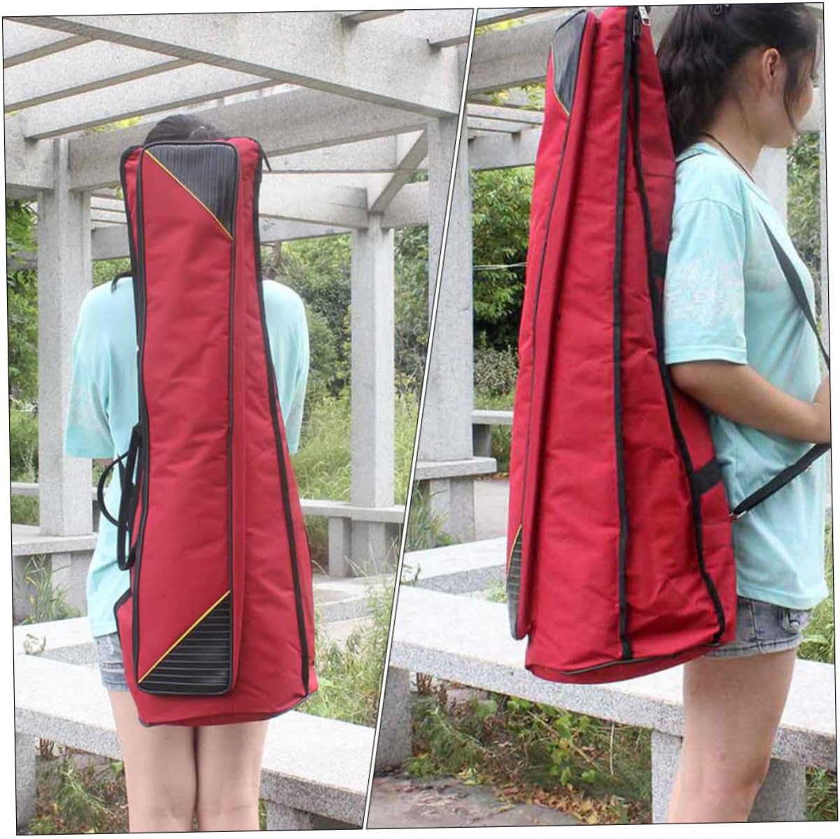 Holibanna Waterproof Oxford Cloth Tenor Trombone Bag, Thickened Red Instrument Protective Carrying Case with Portable Storage for Travel and Gig Use