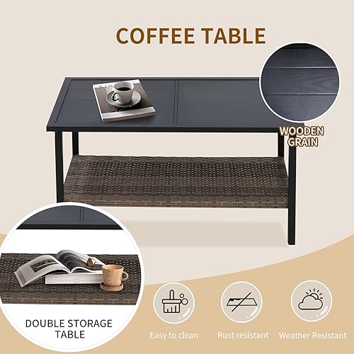 Miniatura 5 de COOS BAY Sunset Haven - Juego de muebles de patio para exteriores, juego de conversación al aire libre, sofá de mimbre de ratán, sofá biplaza, 2