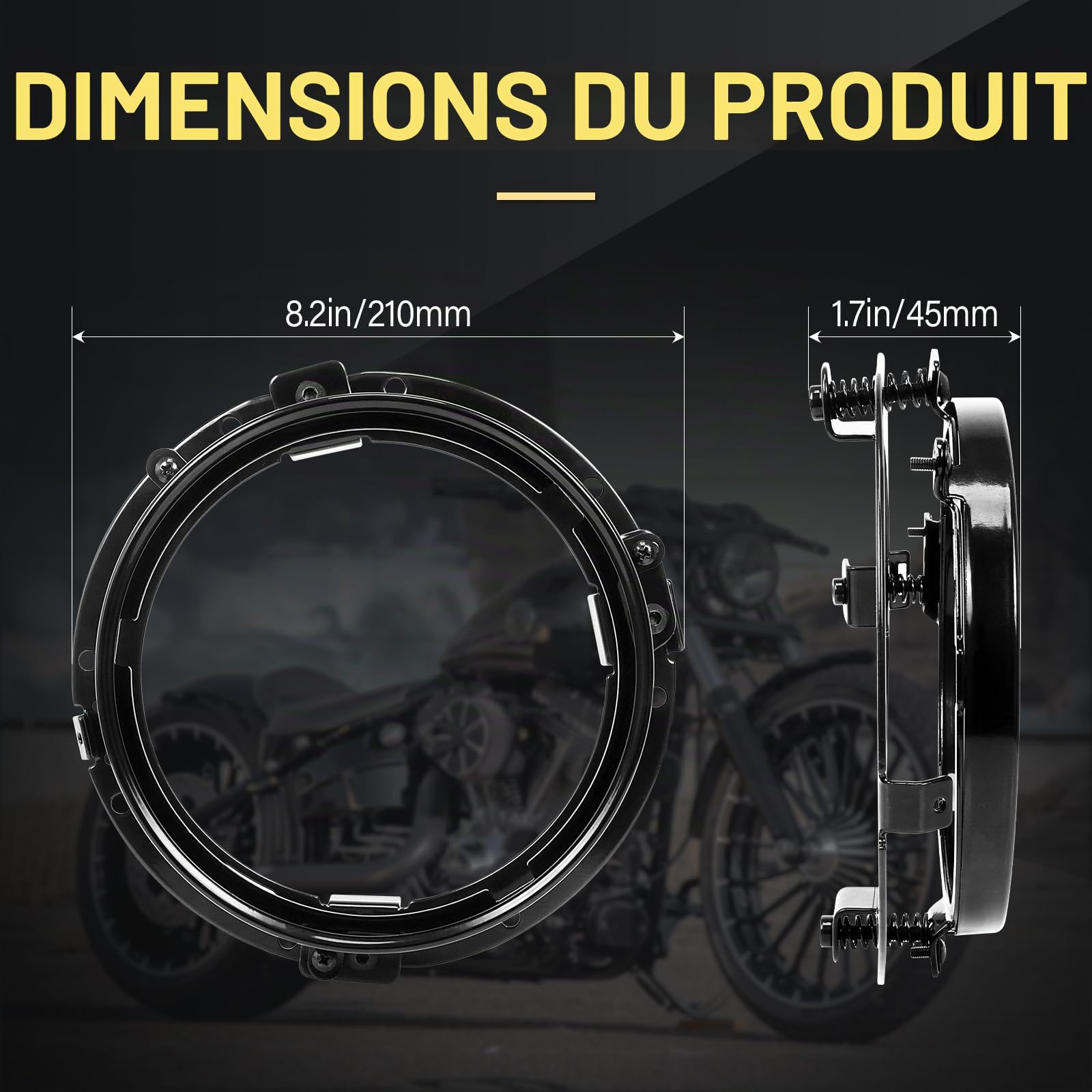 SKYWORLD 2 x 7 pouces 50W Rond Phare Auto Moto LED avec Anneau de Montage