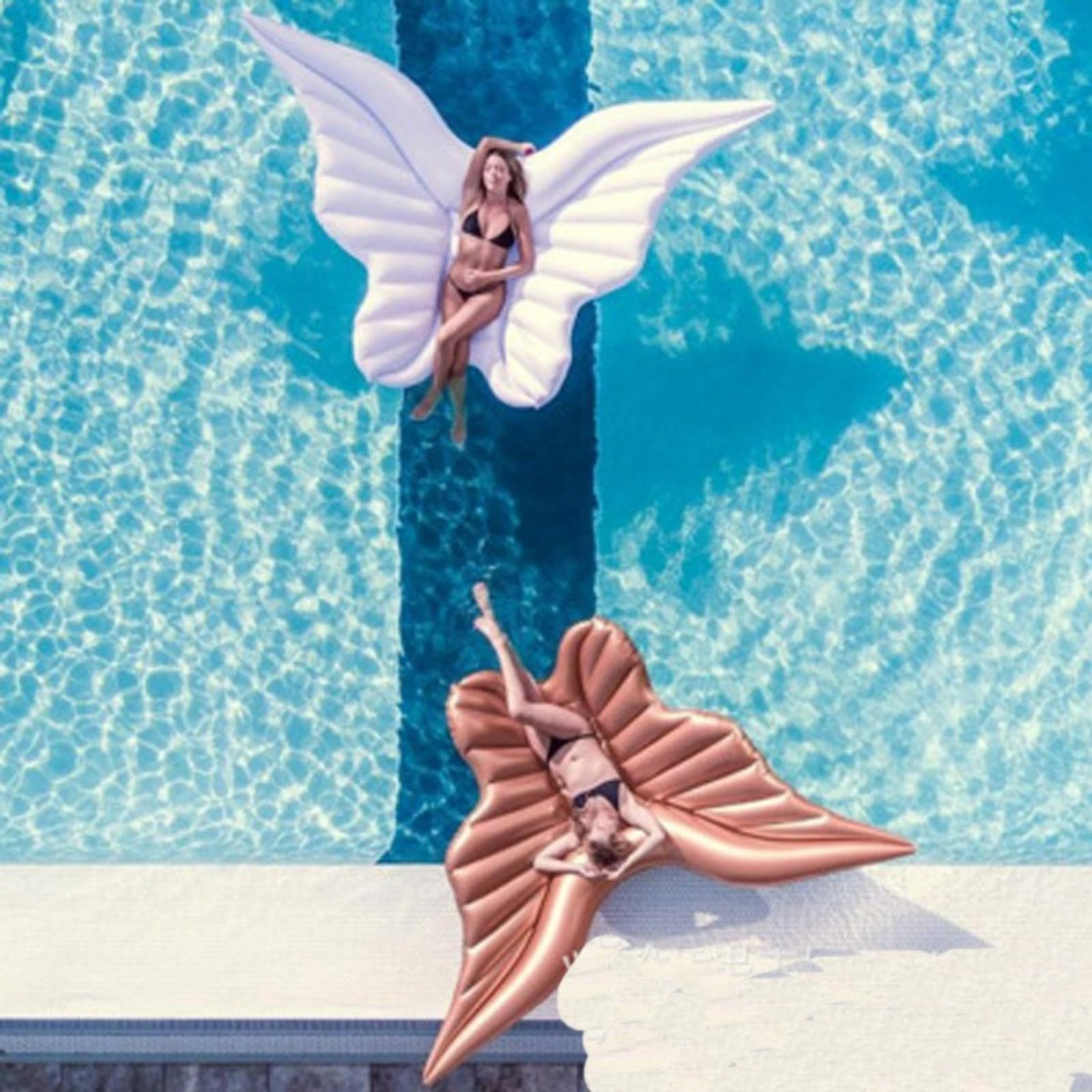 Flotador inflable de ala de mariposa para piscina, tumbona gigante en forma de ala de ángel, flotador grande de PVC duradero para adultos, verano, playa, piscina, fiesta, accesorio para fotos