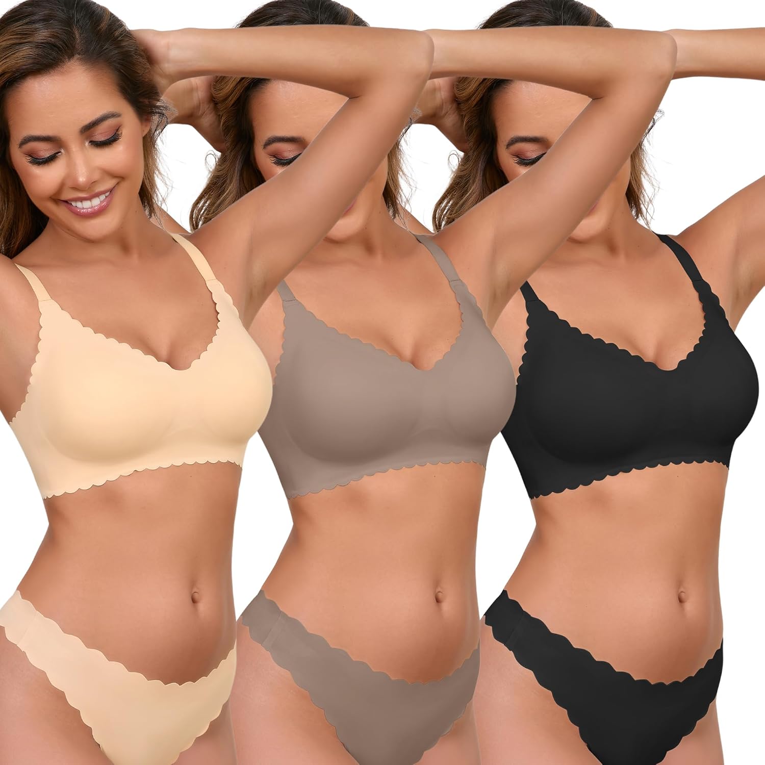 Wireless Seamless Bras for Women with Support - No Wire Push Up Womens Bra - No Underwire Padded Comfort Bralettes