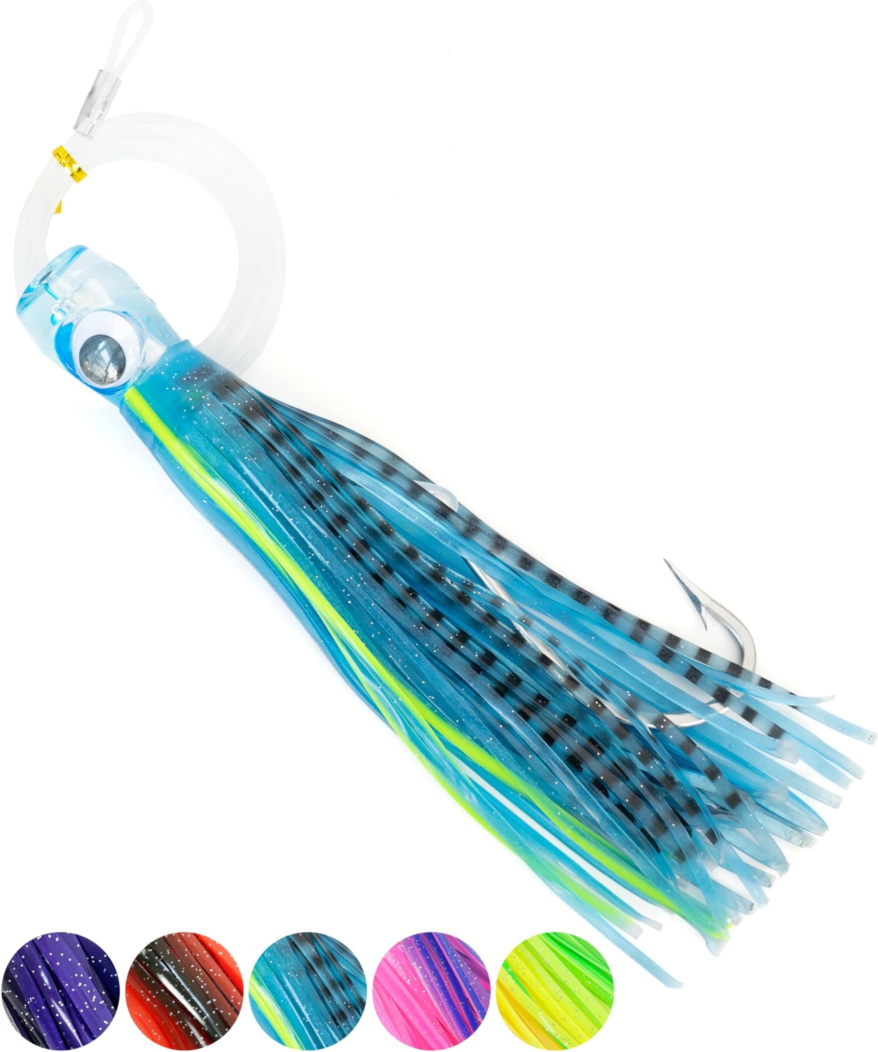 BLUEWING6in/9in/11in/12in/14in/20in Big Game Trolling Lure Saltwater Fishing Lures with Stainless Steel Hook and High Strength Fishing Line for Wahoo Tuna Marlin Mahi Mahi