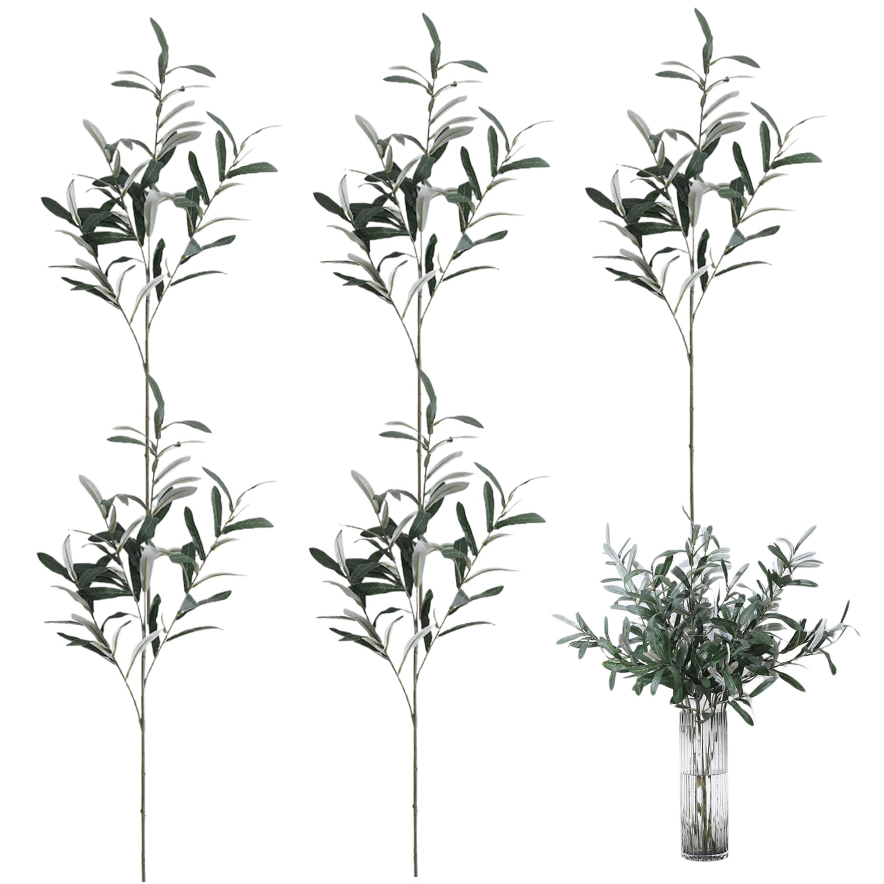 Comebachome Olive Branches for Vases, 5pcs 30inch Artificial Olive Branches, Faux Greenery Plants Stems for Home Wedding Garden Decorations (without Olives)