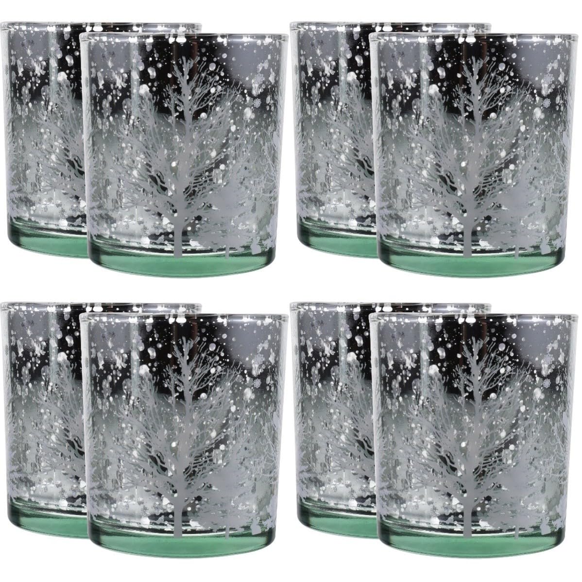 Toyvian 8 Piezas Portavelas de Cristal Navideño Estampado de Árbol para