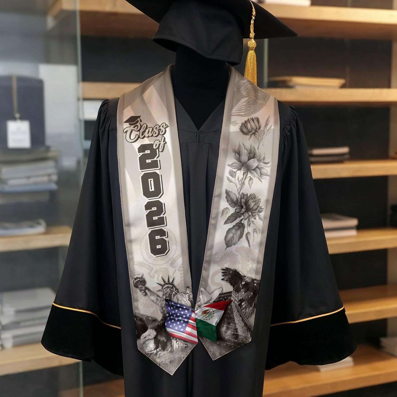 Mexican American Flag Sash 2026, Mexican Graduation Sash, Mexico Graduation Stole