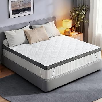 Extra Firm Mattress Topper Full 4 Inch Thick High Density Foam for Back Pain, Ultra Support Cooling Mattress Pad, Washable Bamboo Breathable Anti-Slip Cover, CertiPUR-US Oeko-Tex Certified 75x54