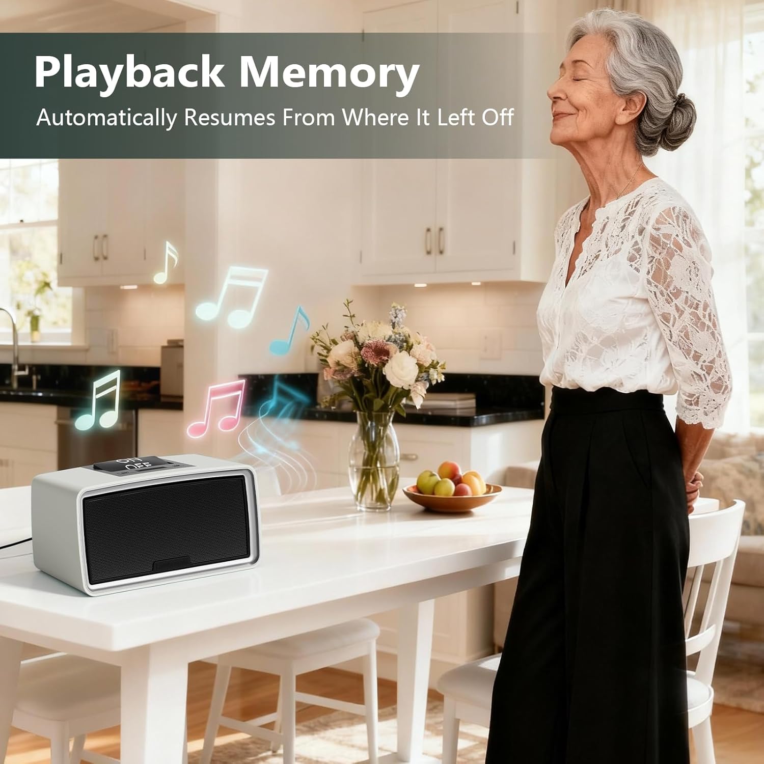 Lamborsafe One-Button Music Player for Seniors, Simple Music Player for Elderly & Dementia Patients, MP3 Player Device with 32GB TF Card, Gift for Alzheimer’s, Visually & Mobility-Impaired (Gray)