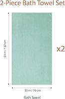 Vista 5 de Yaxa Basics Paquete de 2 toallas de baño 100% algodón de secado rápido, ligeras, absorbentes de humedad, color verde espuma de mar, de 54 x 30