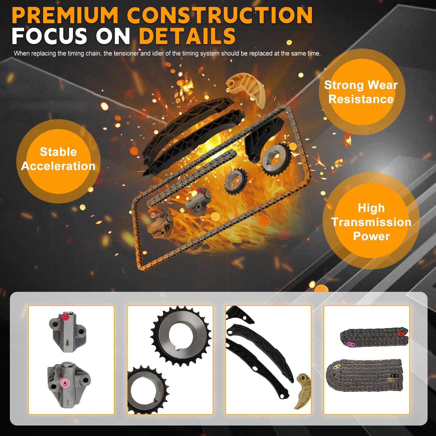 PANGOLIN Timing Chain Kit Oil Pump Gear for 2011 2012 2013 2014 Kia Optima for Sonata G4KH G4KC 2.4L L4 Engine 24321-2G111 24322-2G111 Aftermarket Parts