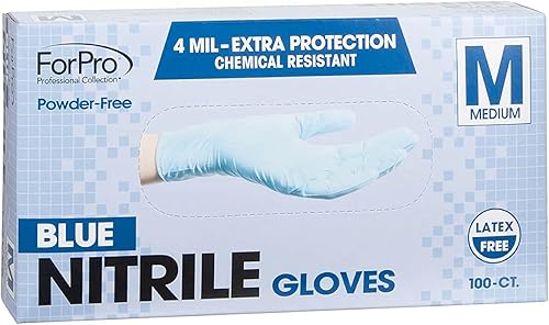 Miniatura 2 de ForPro - Guantes desechables de nitrilo resistentes a productos químicos, sin polvo, sin látex, no estériles, seguros para alimentos, 4 mil, azul,