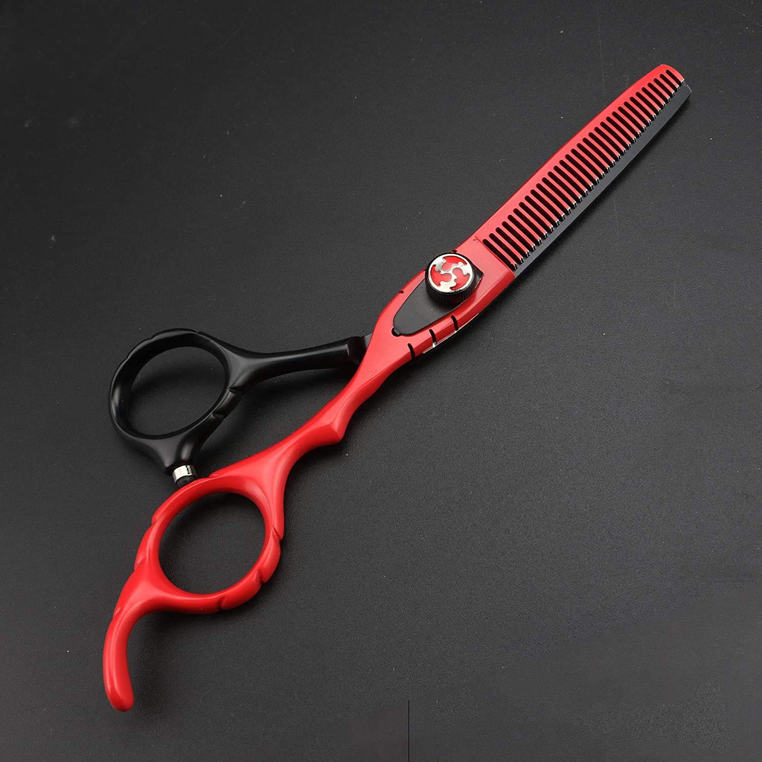 JIESENYU Forbici da 6 pollici per capelli rossi neri Giappone 440C forbici da taglio e sfoltire e astuccio per pettine
