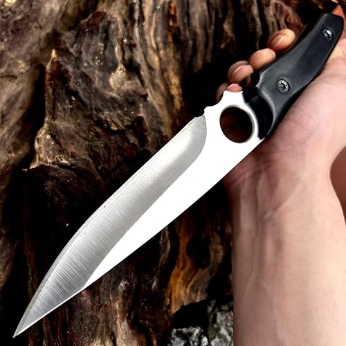 Miniatura 5 de Cuchillos tácticos antideslizantes de 10.4 pulgadas con hoja fija de espiga completa, supervivencia de la selva, caza, campamento, herramientas de