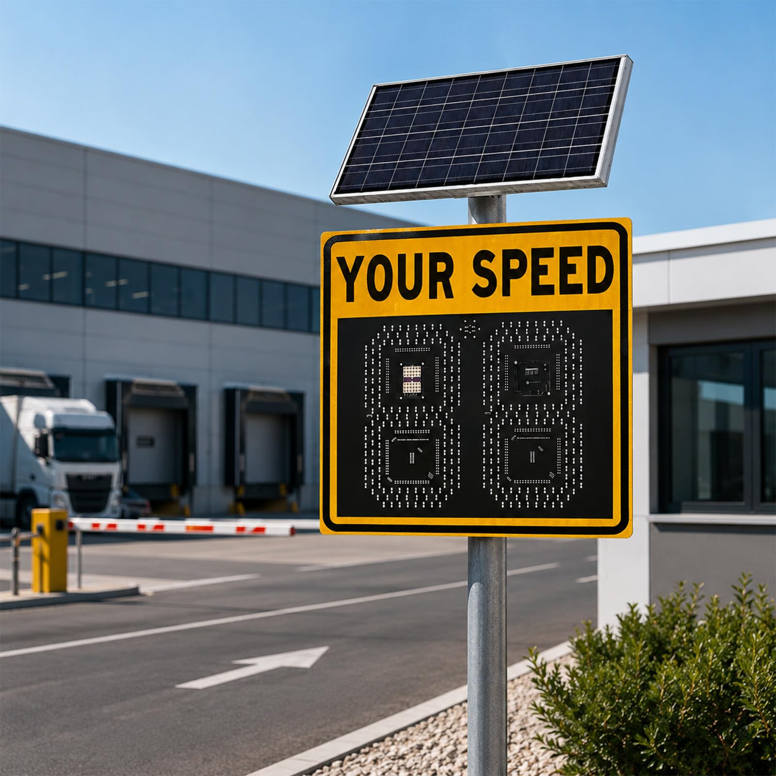 XEEAOFE 24"x24"(24"x27") LED Solar Powered Radar Feedback Sign, 2(3) Digit Display, Weatherproof Aluminum Alloy, with Accessories for Highways & Intersections 2 Digit