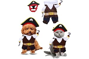 Dog Pirate Costume Large Breed,2Pcs Dog Pirate Costume Outfits Captain Hook Cat...