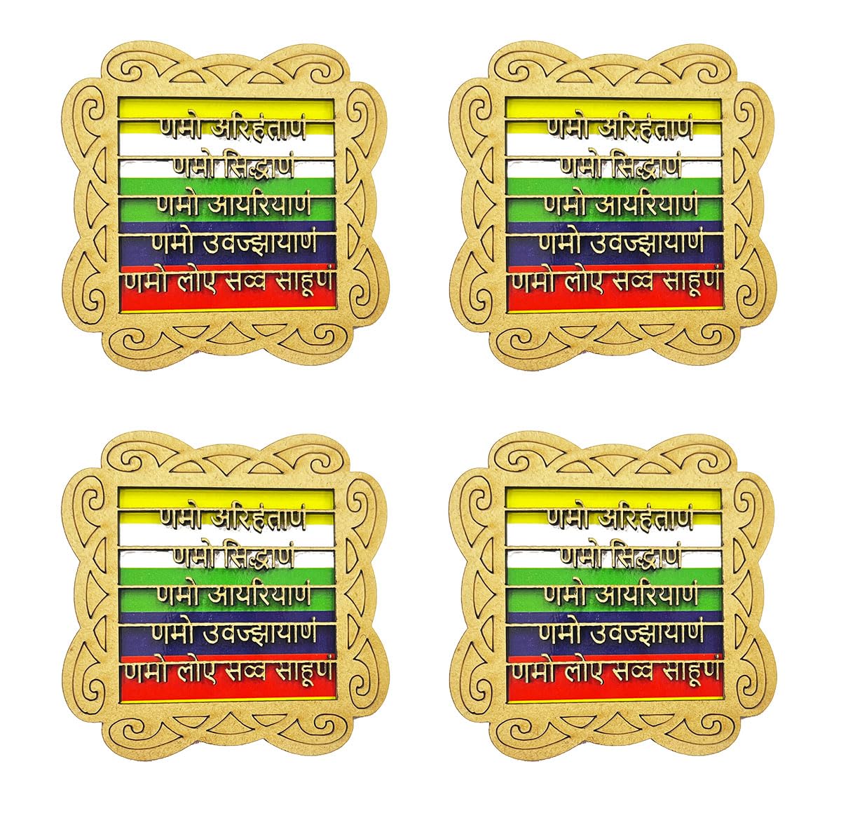 BITONA® Puja “Namo Arihantam Jain Sohn” Wooden Door Tags – 2 Pairs (4 Pieces), Multicolor, Self-Stick Festival Decoration Tags for Rakhi & Pooja-image-48