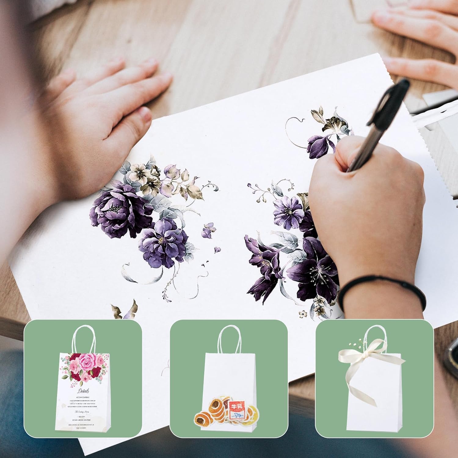 METRONIC Gift Bags 10x5x13'' 100Pcs White Paper Bags with Handles Bulk, Kraft Paper Bag for Small Business, Birthday Wedding Party Favor Bag, Christmas Gift bags, Retail shopping Bags - Image 8