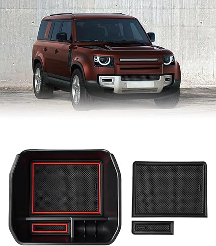 FIILINES Organizador de consola central apto para Land Rover Defender 2020 2021 2022 2023 2024 consola central reposabrazos bandeja Defender 90 110
