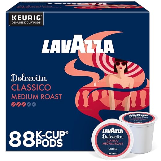 Lavazza Dolcevita Classico, Single-Serve Keurig K-Cup Pods, Medium Roast Coffee, 88-Count Box (4 Packs of 22)