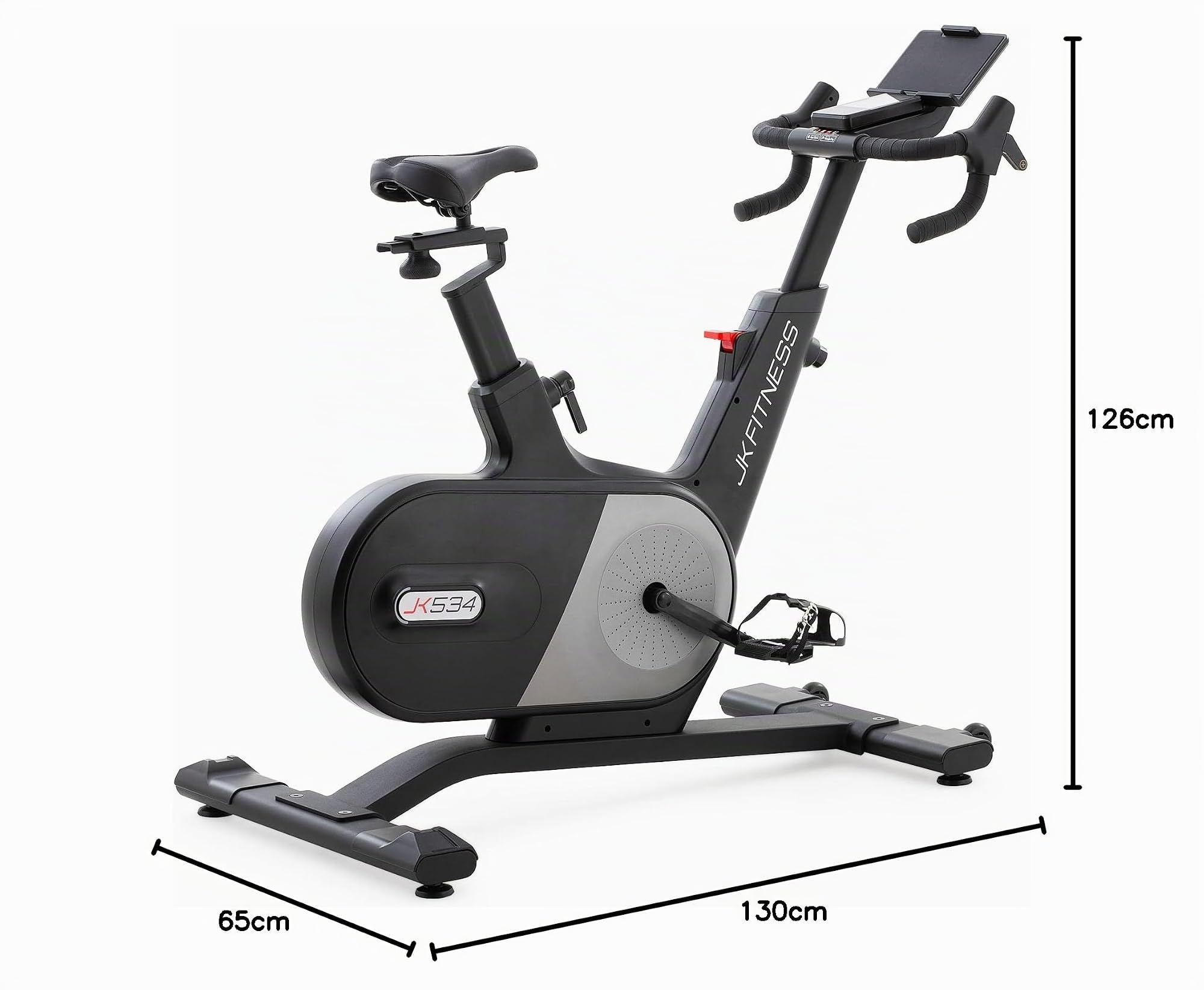 JK FITNESS JK 534 Spin Bike Elettro-Magnetica | Indoor Bike Professionale [Volano 20 Kg] Freno Motorizzato | 24 Livelli Resistenza | | Allenamenti Interattivi con App | Design Ergonomico e Robustezza
