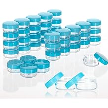 3 Gram Sample Containers with Lids, 100 Count Tiny Sample Jars, 3ML Makeup Cosmetic Containers for Lip Balms, Lotion, Powder, Beauty ProductsBlue Lids