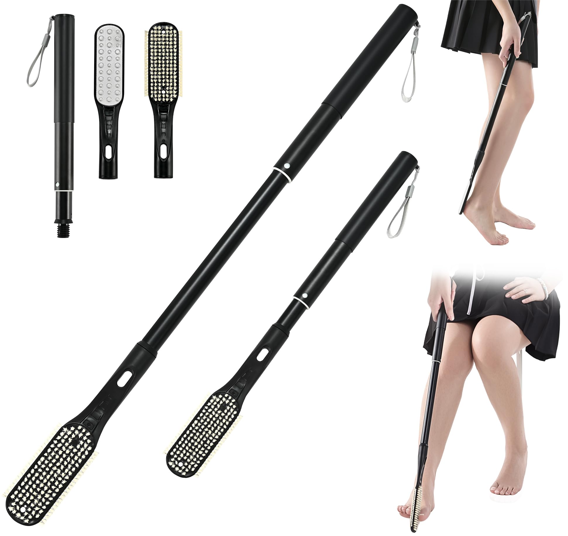 Brosse de Nettoyage pour les Orteils, Brosse Télescopique pour Pieds de Douche, Brosse de Douche pour Pieds pour un Nettoyage en Profondeur et l'Exfoliation pour Femmes, Hommes et Personnes Âgées