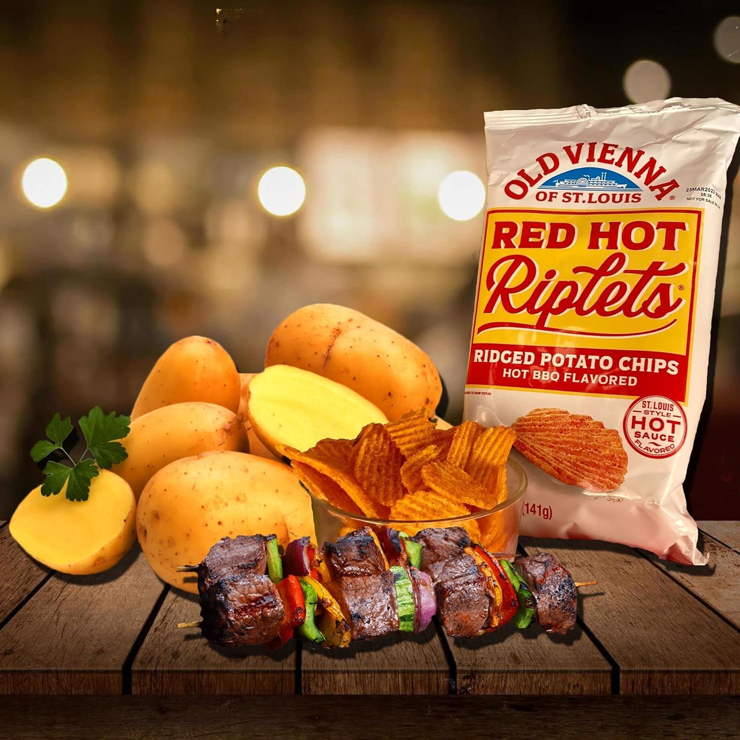 Old Vienna of St. Louis Red Hot Riplets Hot BBQ Chips 1oz Bags (Case of 12) by TranadaCo